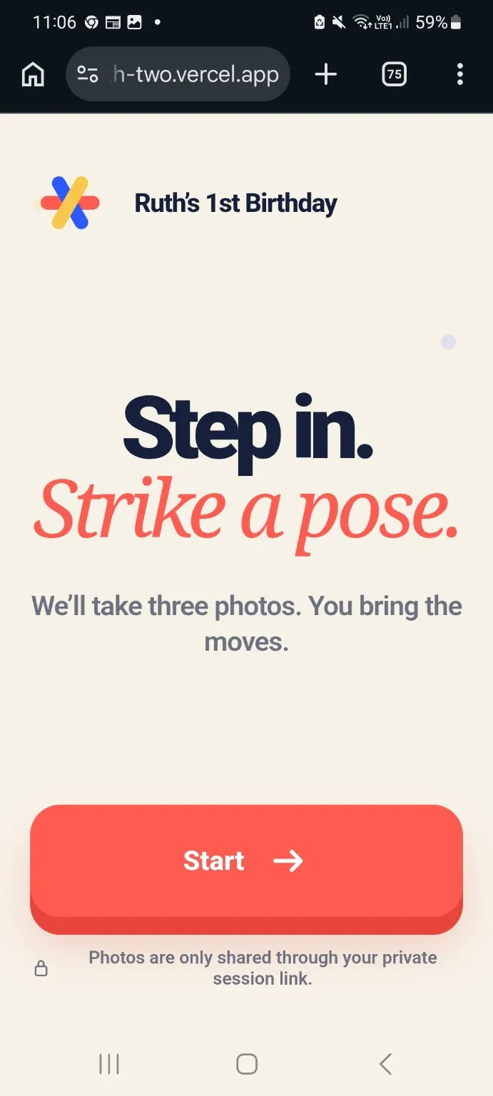 Step up: A clear welcome screen gets every guest started.